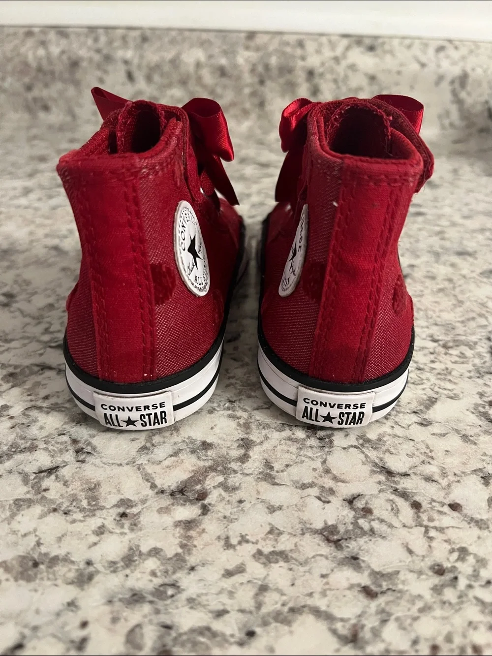 Converse Kids Red High-Top Sneakers with Satin Bow